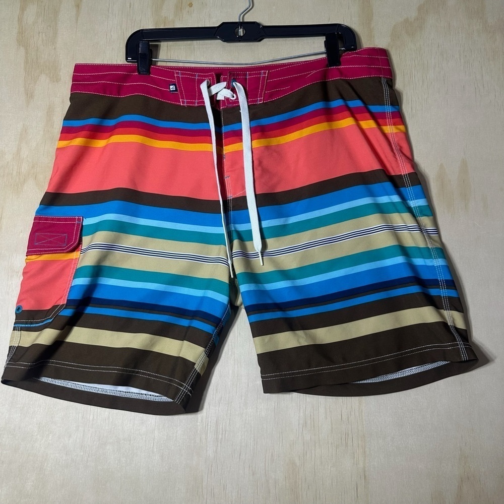 Sperry Top-Sider Men’s Stripe Swim Trunks Board Shorts 36 Santa Monica